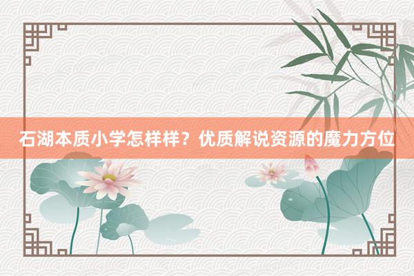 石湖本质小学怎样样？优质解说资源的魔力方位
