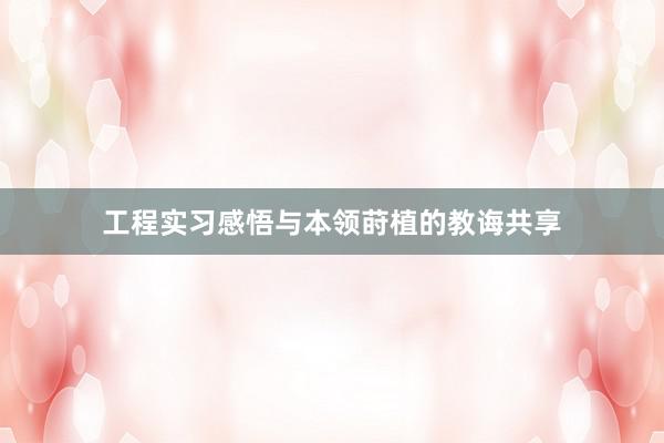 工程实习感悟与本领莳植的教诲共享